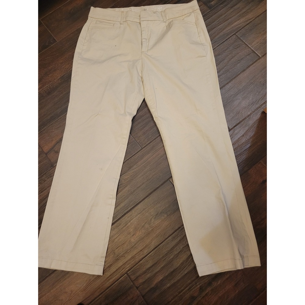 JM Collection Womens Beige Khaki Straight Leg Chino Dress Pants 14 Regular 713